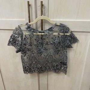 Sheer sequin crop top
